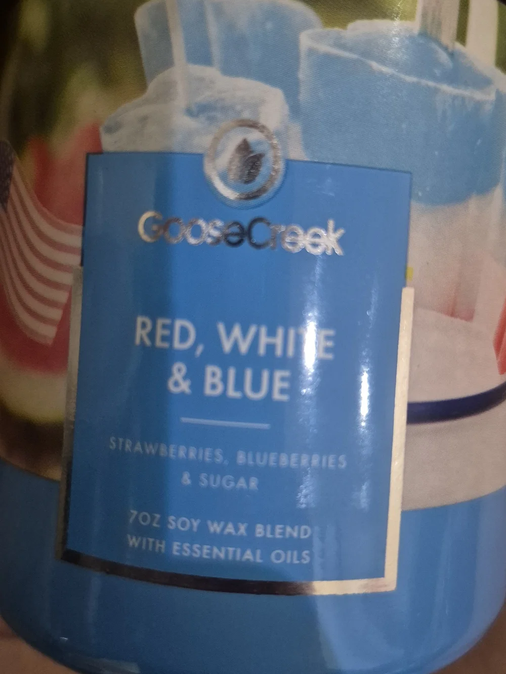 BRAND NEW. Mini One Wick Goose Creek Red, White & Blue Scented Candle